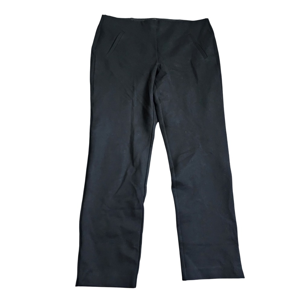 Chicos Black Pull On Straight Leg Trousers Stretch Ponte Pants 1.5 US 10 Casual